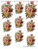 Vintage Chic Shabby Pink Red Yellow Roses Spray Waterslide Water Slide