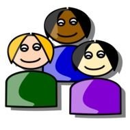 painted three silhouettes of girls in colorful sweaters
