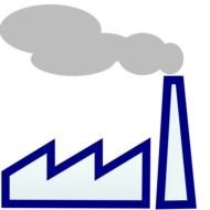 silhouette of a factory with smoke