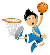 painted basketball player in blue uniform