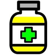 bottle with yellow medicine