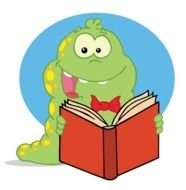 Clipart of the reading dinosaur