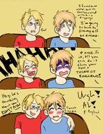 two Men Watching tv, comic