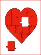 Valentine Greeting Cards Heart As A Puzzle