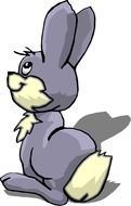 Cute grey Cartoon Rabbit with white tail