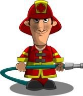 painted fireman with a hose