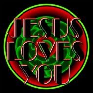 Jesus Loves You In Retro Art Deco Style With Black Background