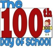 100th Day in school, banner with child girl