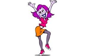 drawn girl with purple hair is dancing