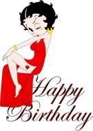 Betty Boop character and happy birthday lettering