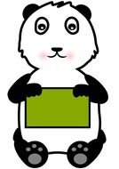 Clip Art of Panda Holding A Sign