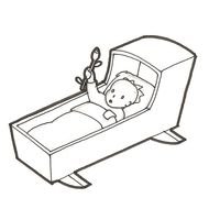 baby in bed as a drawing