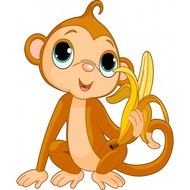 Sticker Autocollant B&amp;233b&amp;233 Enfant Singe Ouistiti Banane Ma Boutique