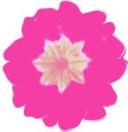 Pink flower with yellow center, painting