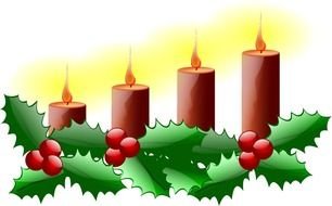 Fourth christmas candles in row, drawing