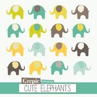 Elephant Digital Cute Elephants Pack With Grey