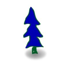 Children's drawing of a blue Christmas tree