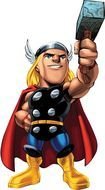 drawn cartoon Thor with a hammer