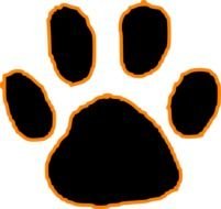 Black Tiger Paw Print With Orange Outline Vector Clip clipart