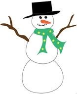 drawn snowman in scarf