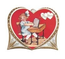 vintage heart with a cute girl