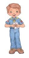 drawn scout with a postcard
