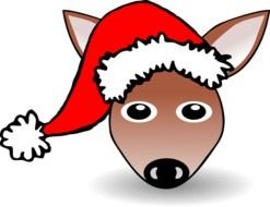 deer head in christmas hat