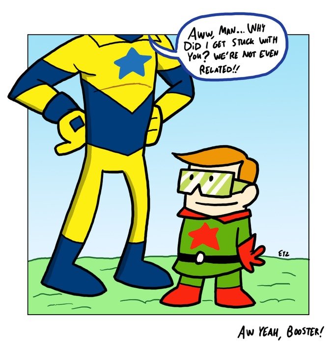 Drawing of the little boy and hero