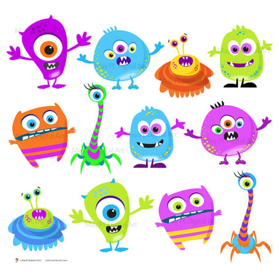 Clipart Digital Monster Cute Little Silly Monsters Funny