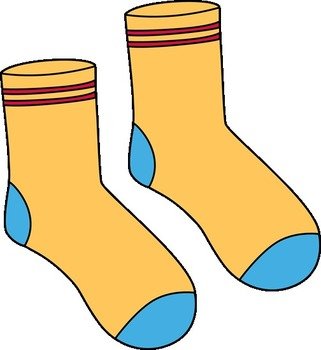 Pair Of Yellow Socks With Red Stripes
