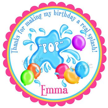 Pool Party Stickers Water Balloon Personalized Girl