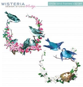 Vintage Circle Bird Frames Instant Download For Personal