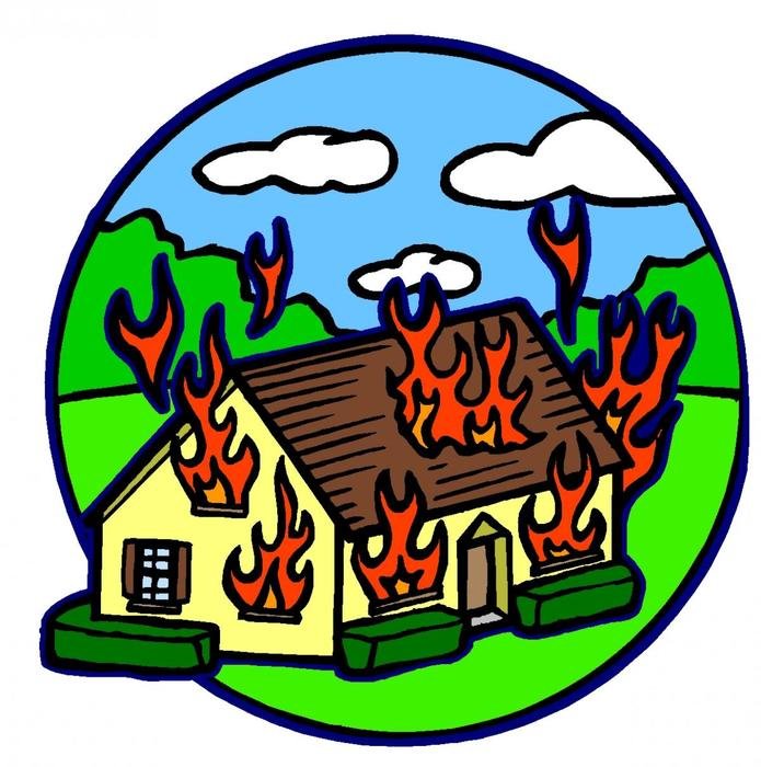 house on fire drawing
