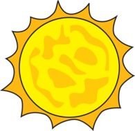 painted bright yellow sun on a white sheet