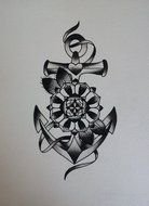 tattoo in the form of an anchor with flowers