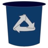 painted blue recycling container