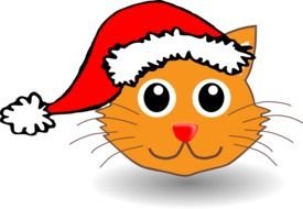 red cat in christmas hat in graphic representation