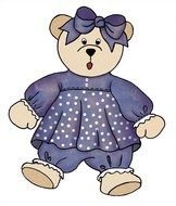 teddy bear with a blue bow as a picture for clipart