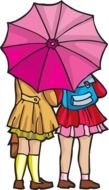 clipart of the girls at Rainy Day