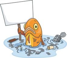 picture of fish in dirty water with garbage
