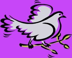 dove on a branch as a graphic illustration