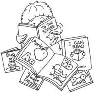 child Reading book, outline