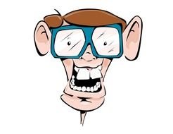 drawing of a scary man in glasses