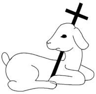 Lamb with cross drawing