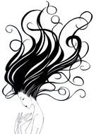 drawn woman with flowing hair