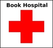 drawn red cross and the inscription book hospital