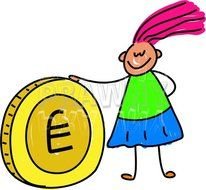 Cartoon Money Girl Toddler Art Prawny &ndash;