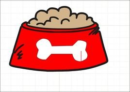 bowl with dog food as a picture for clipart