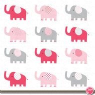 Elephant Cute Baby Pink By Yenzarthaut