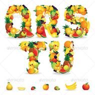 Letters From Fruits Vector Decorative Symbols